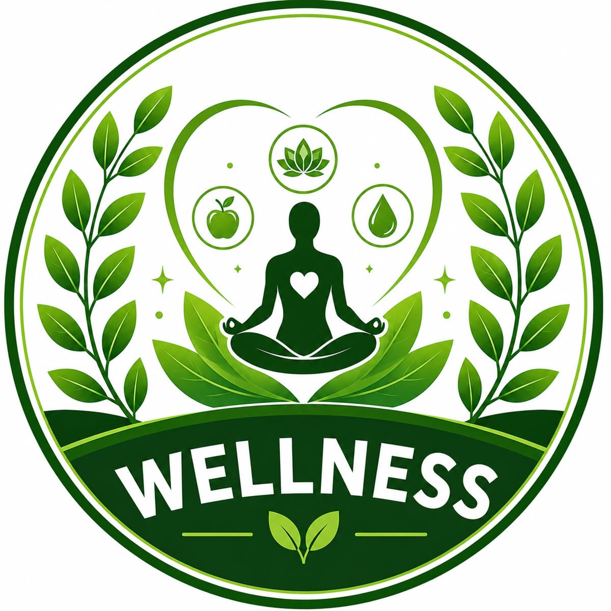 Illustration of a person meditating among leaves, representing personal wellness